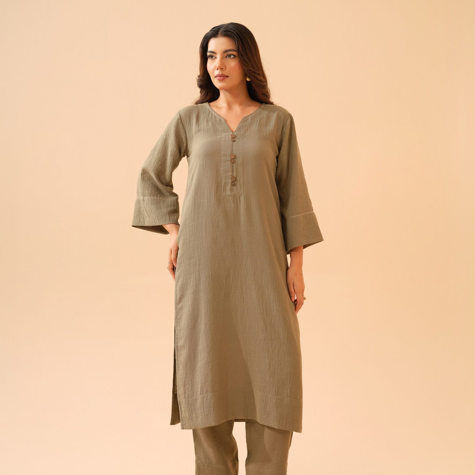 Sage Green Cotton Linen Co-ord Set- Set of 2