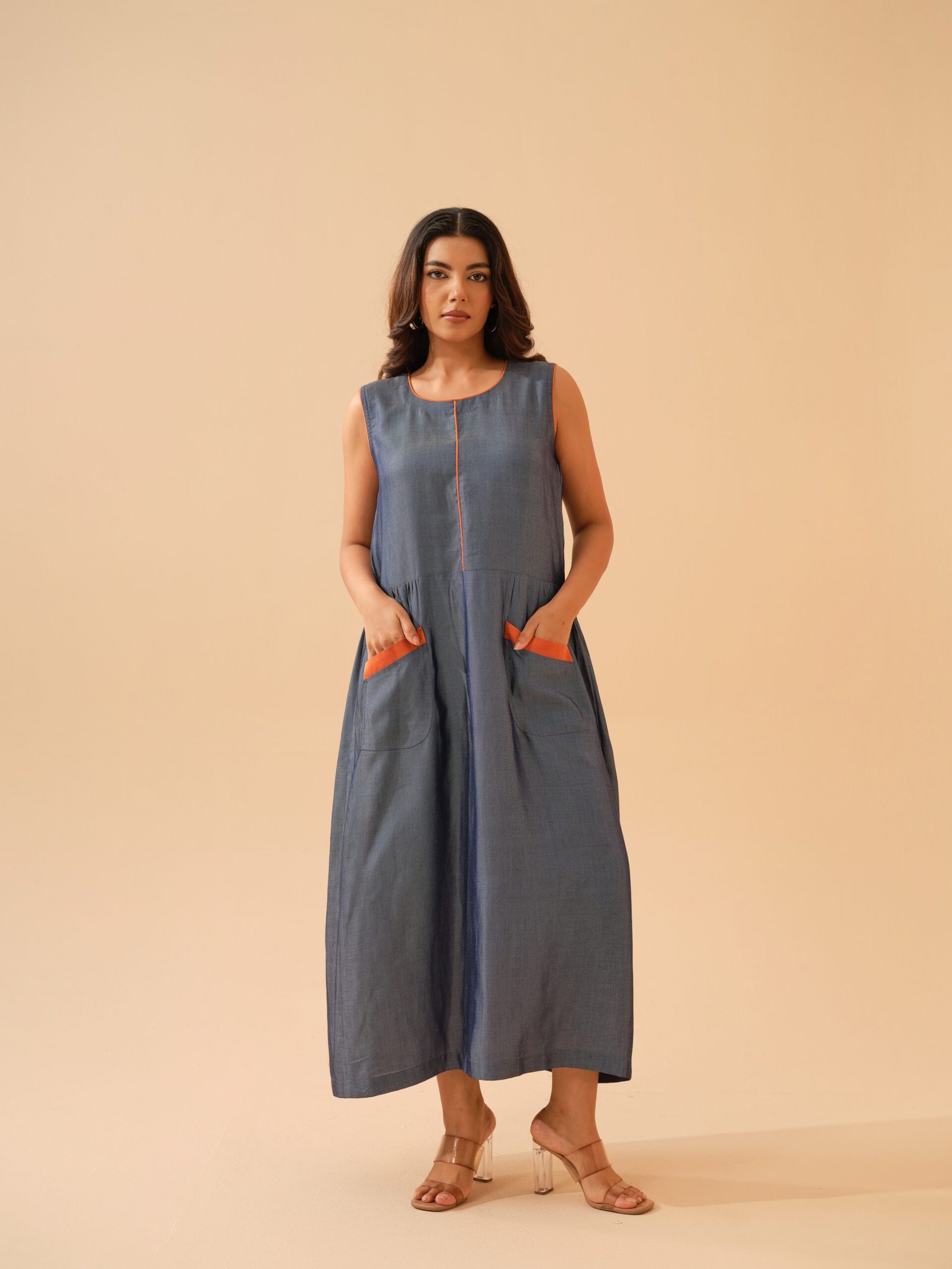 Blue Soft Denim Long Dress