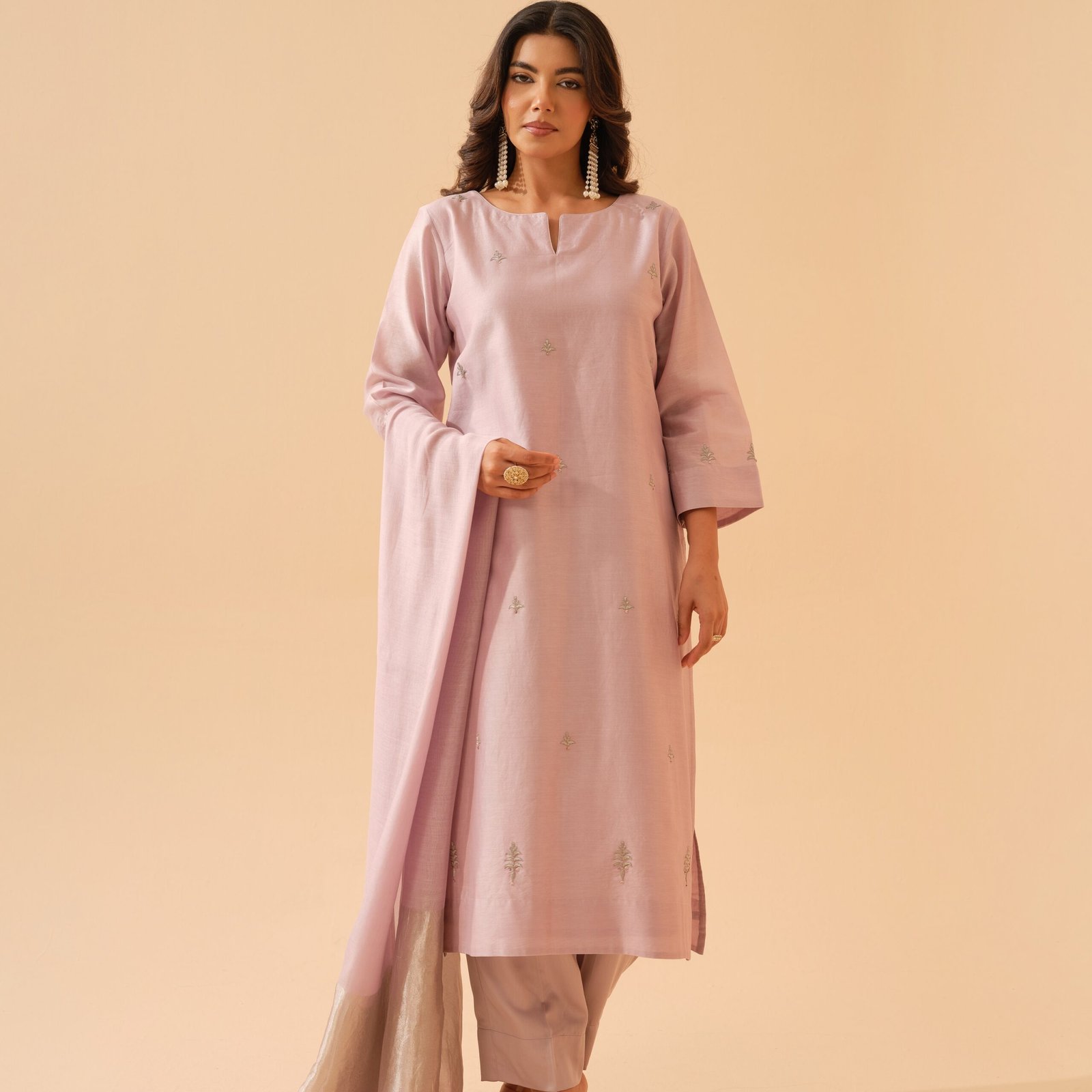 Juhi- Lavender Chanderi kurta Set