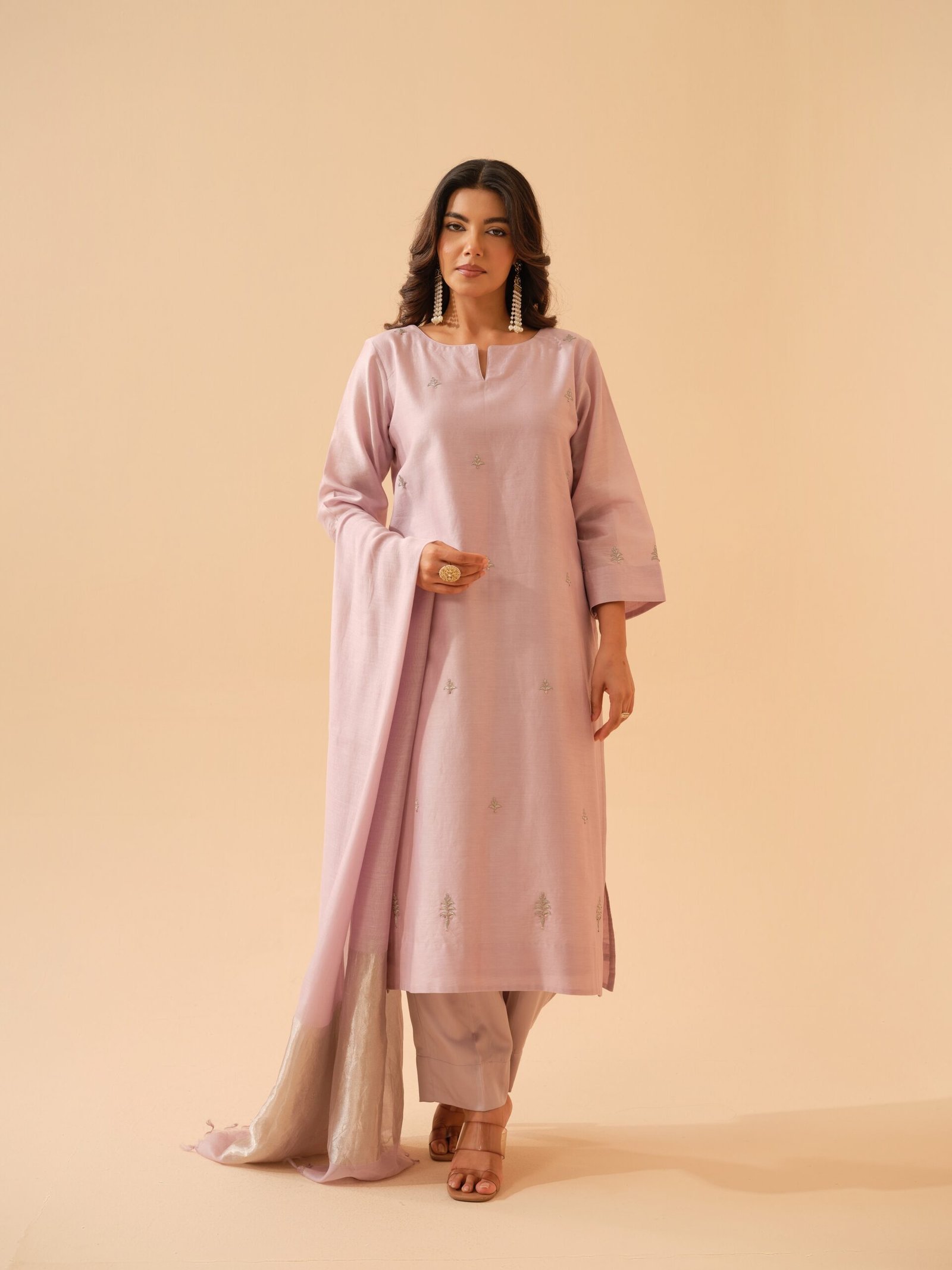 Juhi- Lavender Chanderi kurta Set