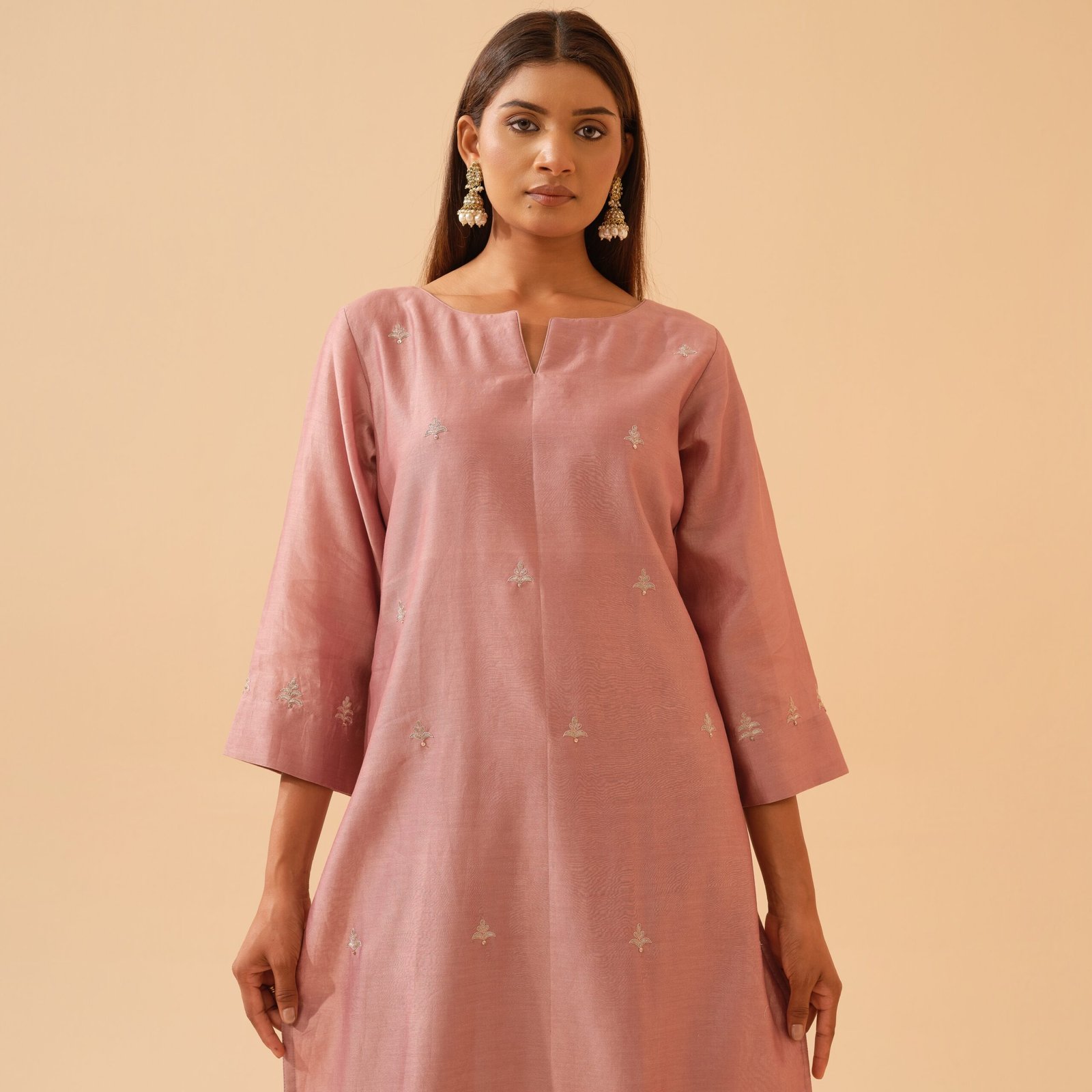 Juhi- Blush Pink Chanderi Kurta Set
