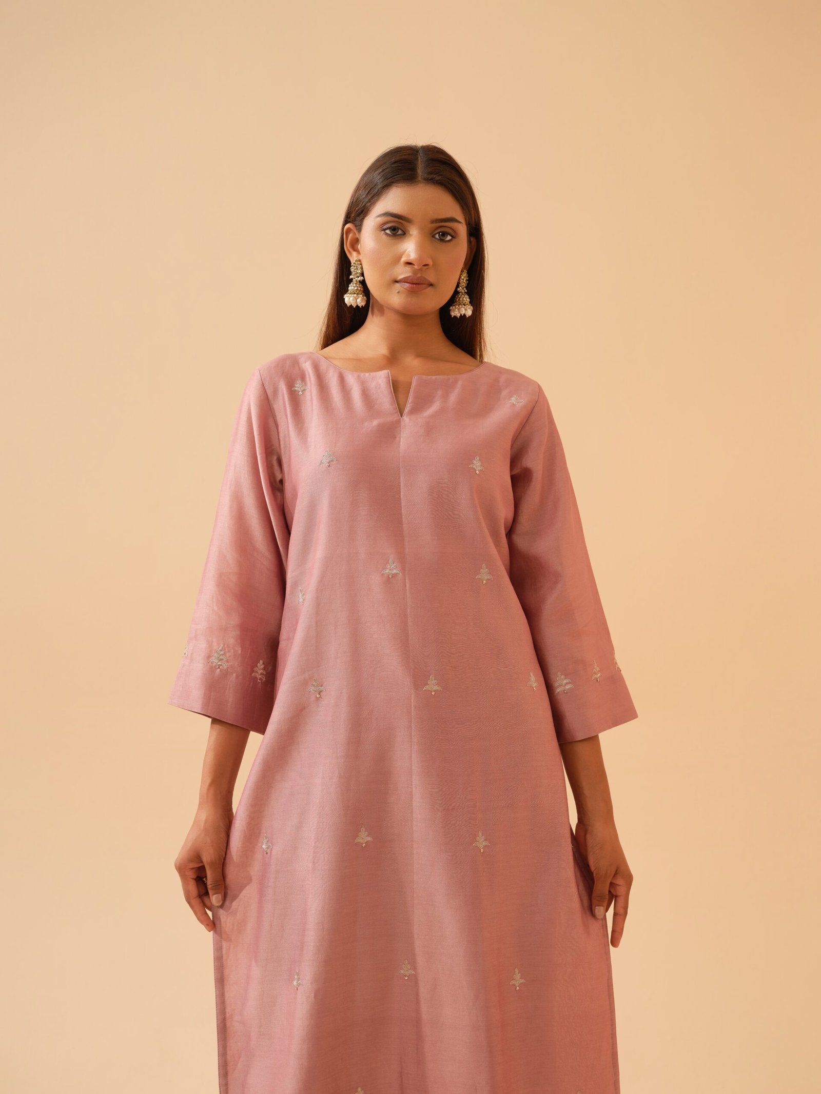 Juhi- Blush Pink Chanderi Kurta Set