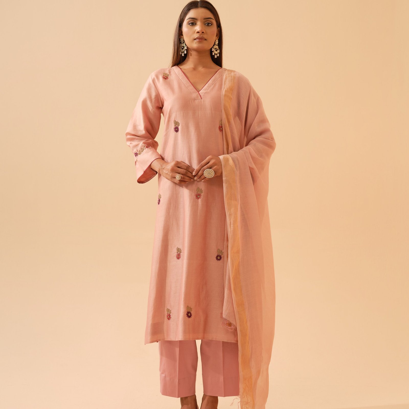 Bani- Quartz Pink Hand Embroidered Kurta Set