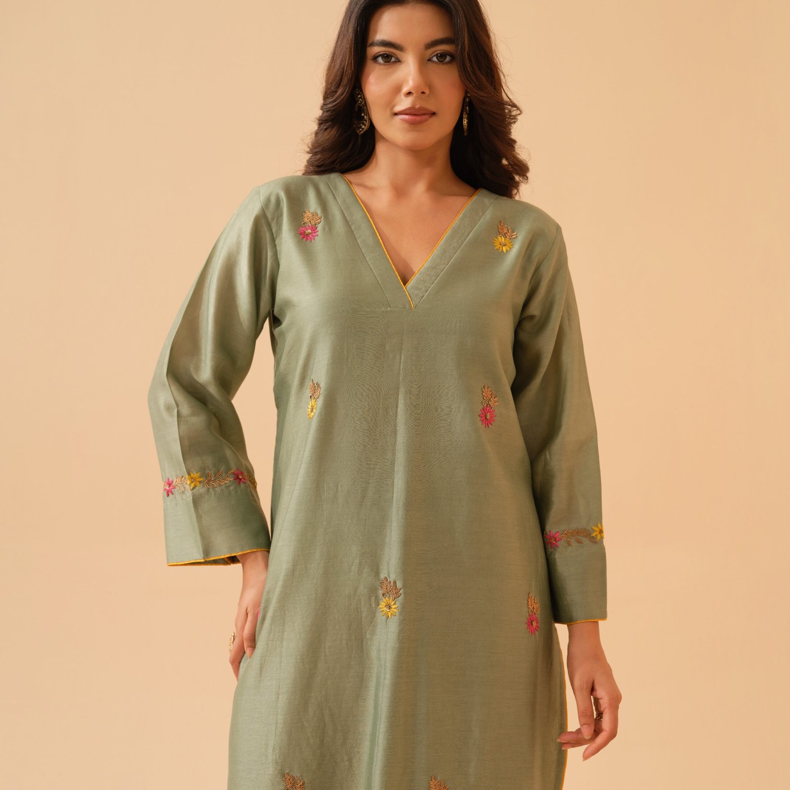 Bani- Pistachio Green Hand Embroidered Kurta Set
