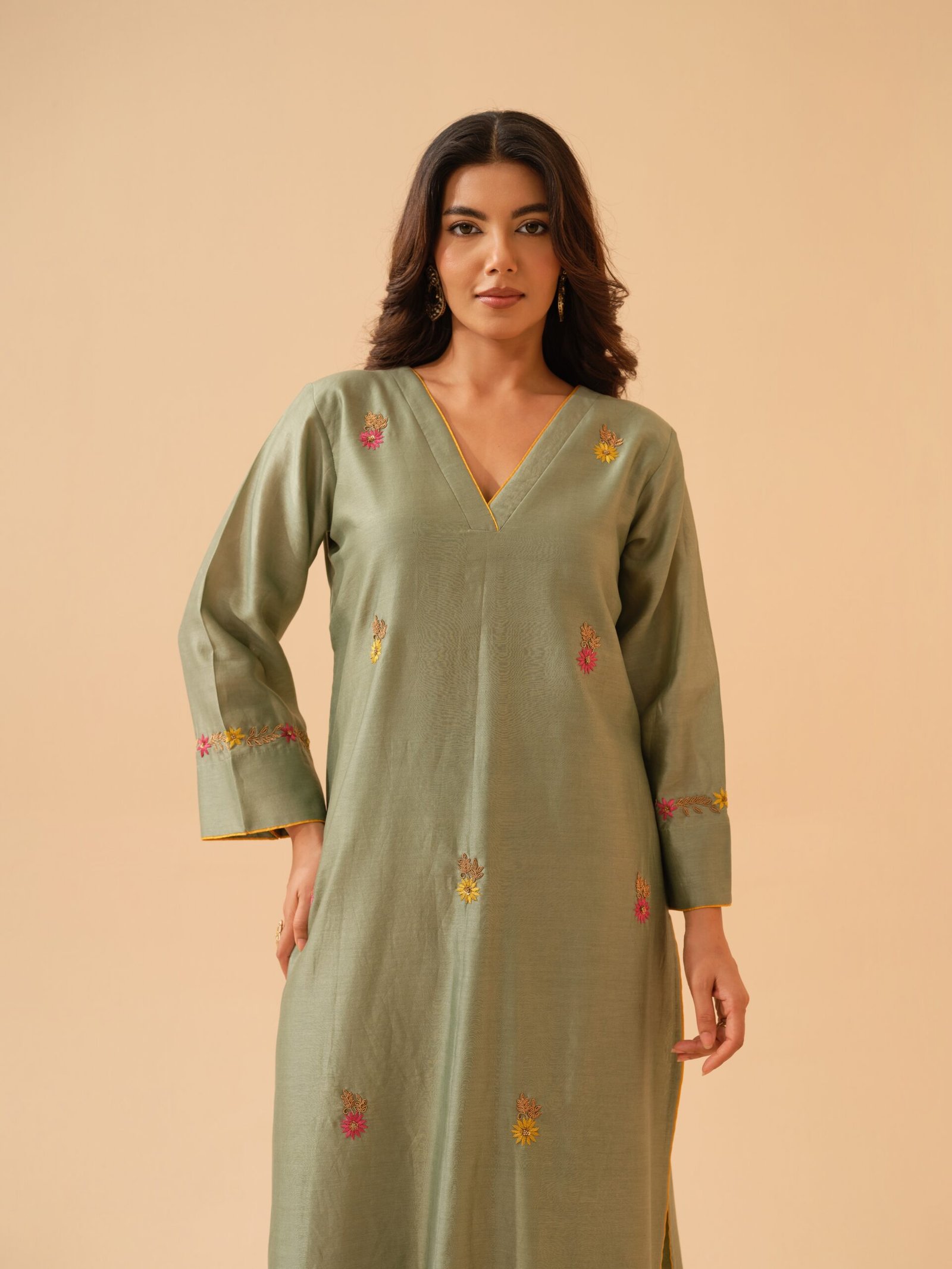 Bani- Pistachio Green Hand Embroidered Kurta Set