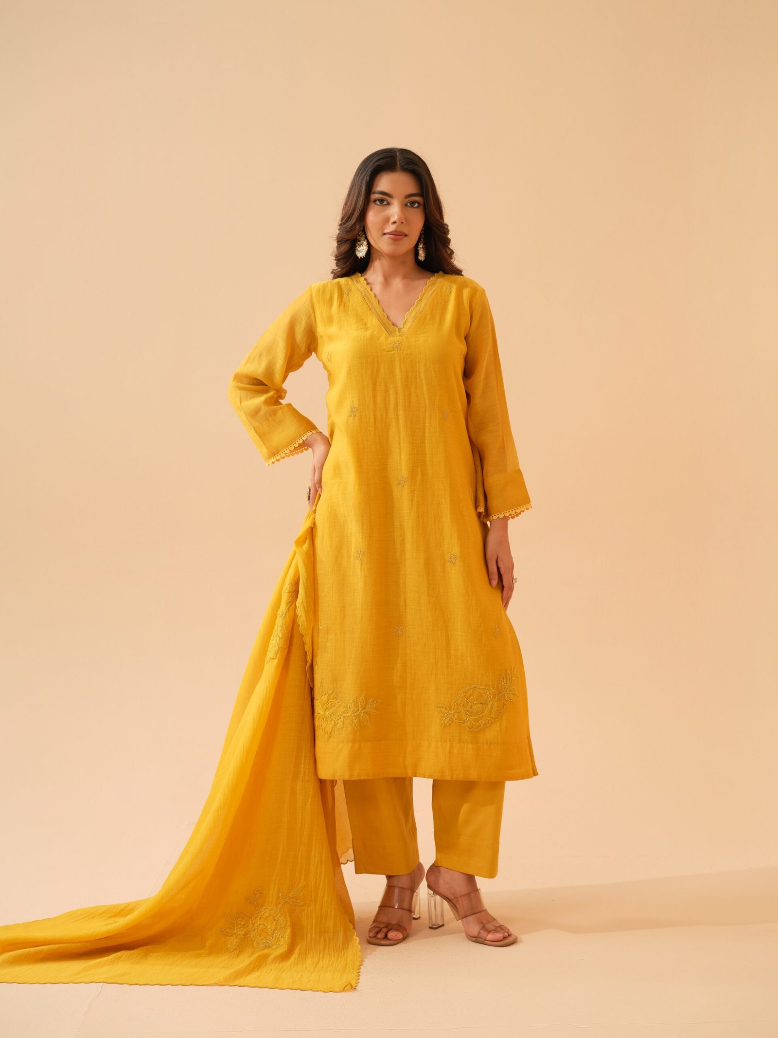 Basant- Sunshine Mul Chanderi Kurta Set with Dupatta