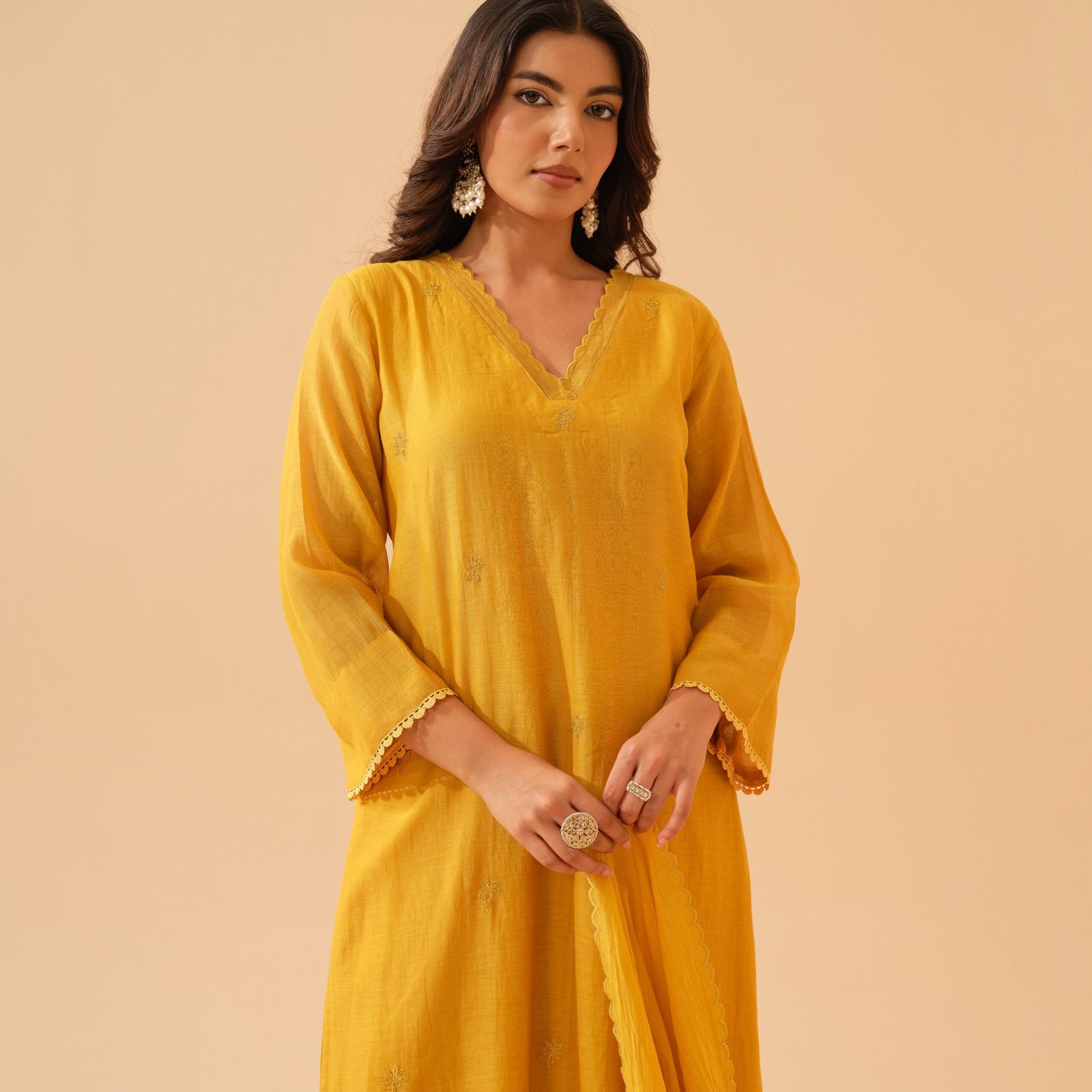 Basant- Sunshine Mul Chanderi Kurta Set with Dupatta