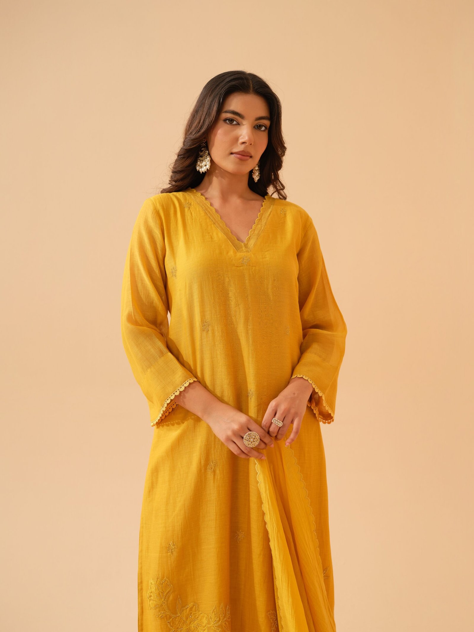 Basant- Sunshine Mul Chanderi Kurta Set with Dupatta